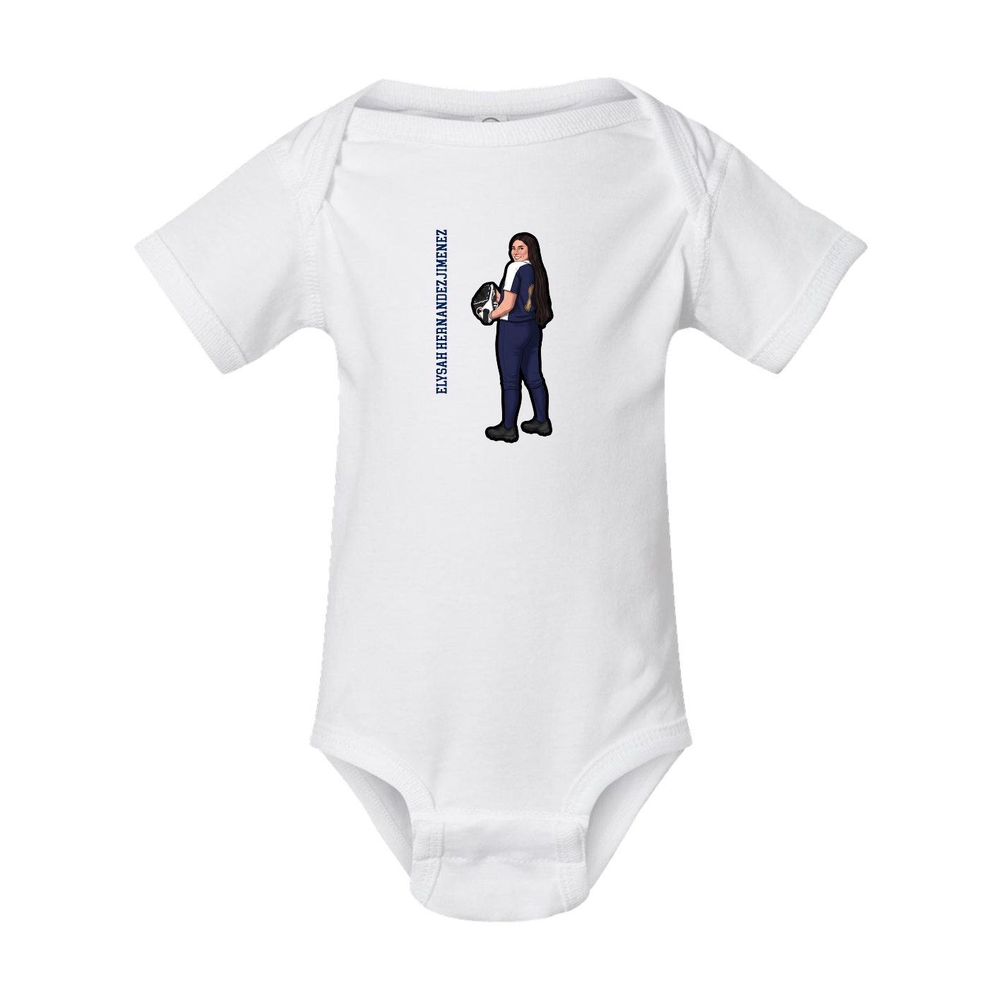 Baby Onesie — Name Vertical in White