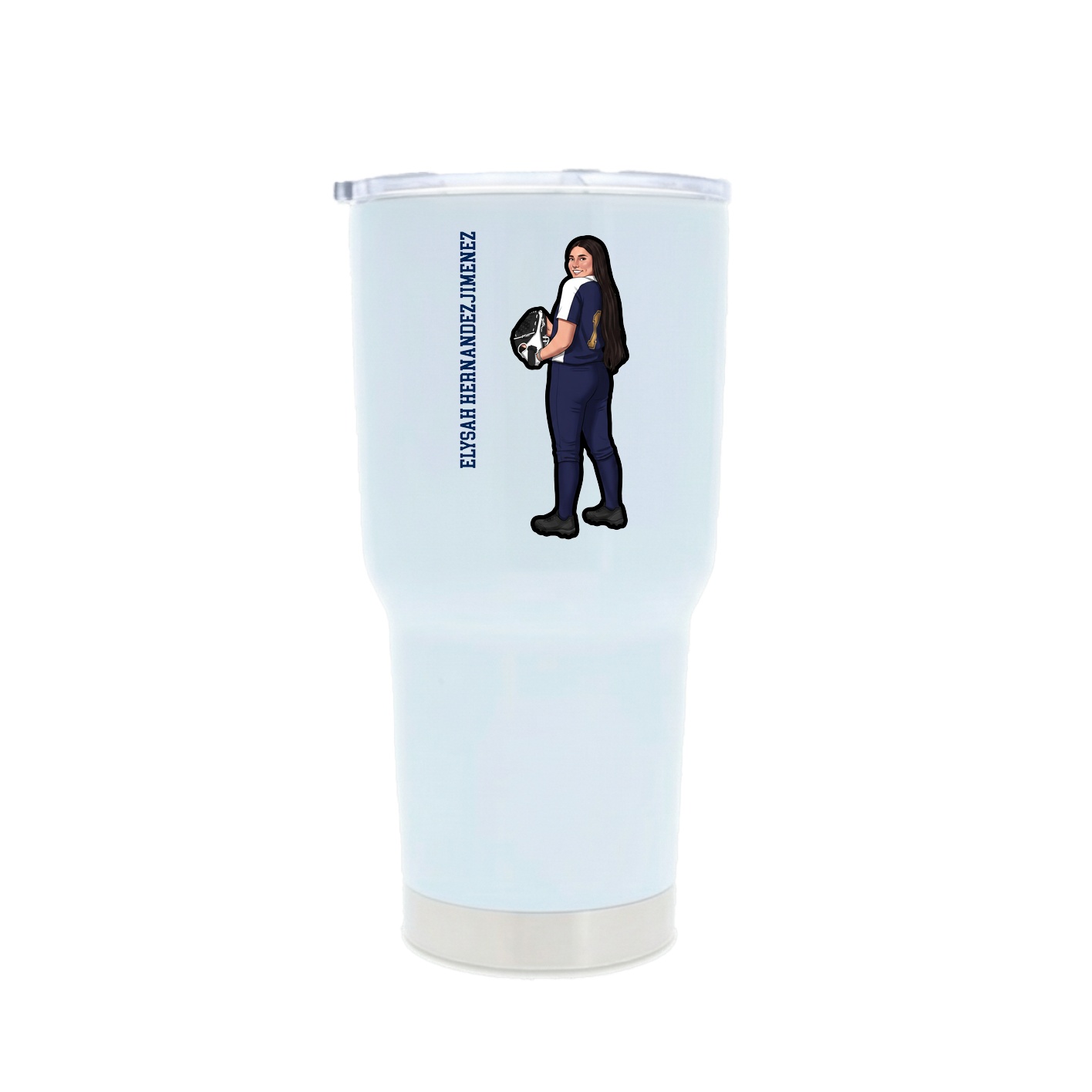 30oz Stainless Steel Tumbler — Name Vertical in White
