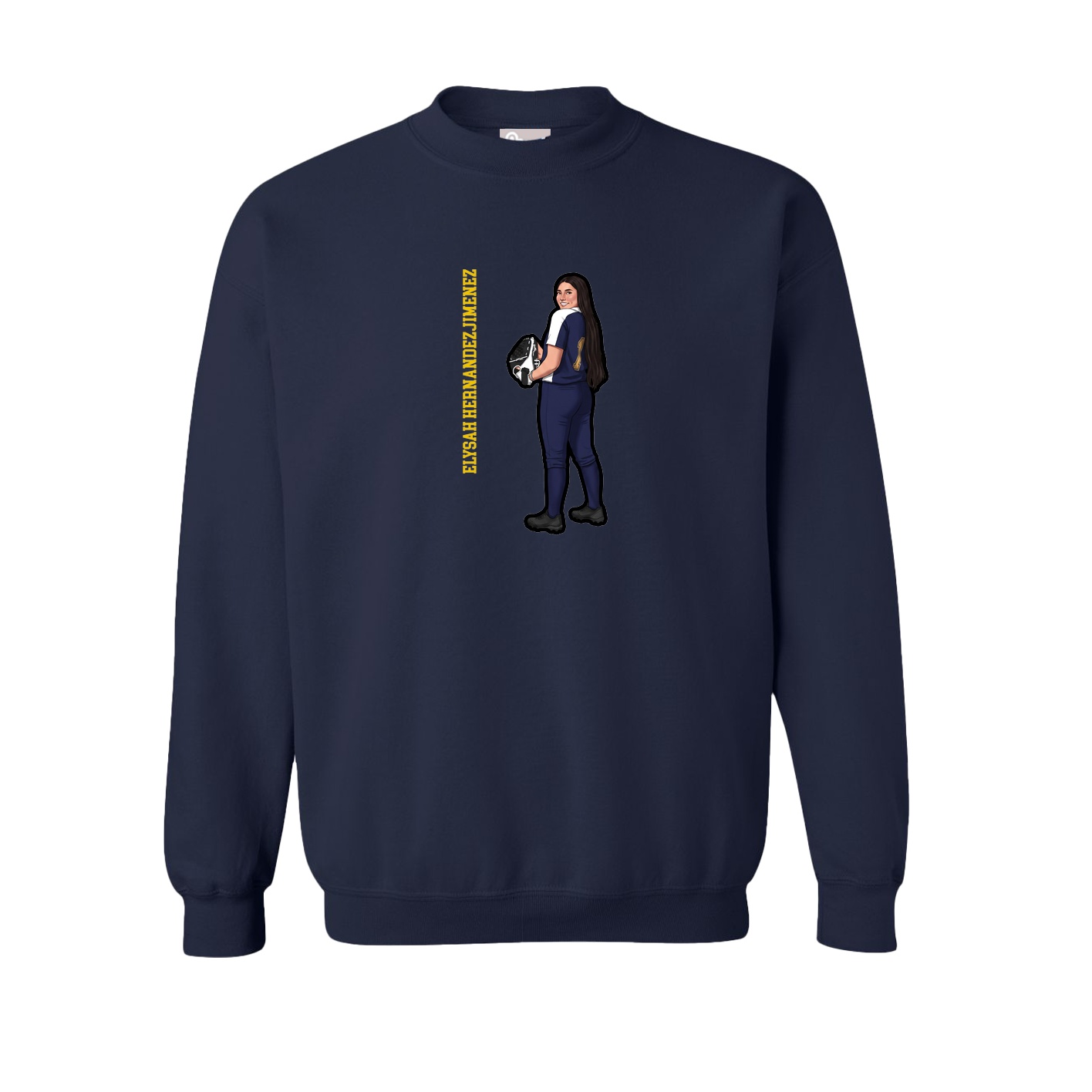 Fleece Crew — Name Vertical in Navy