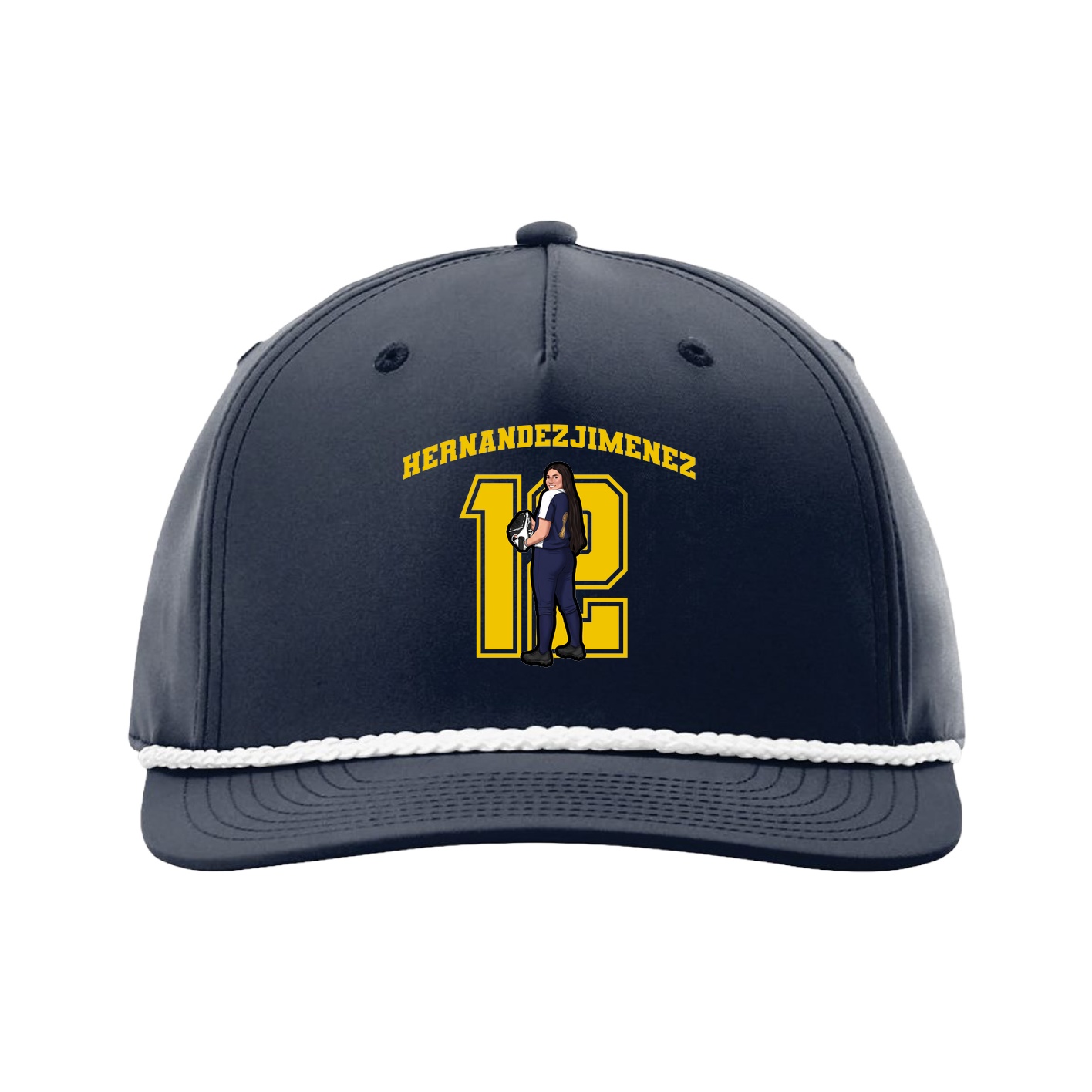 Five-Panel Classic Rope Cap — Number in Navy