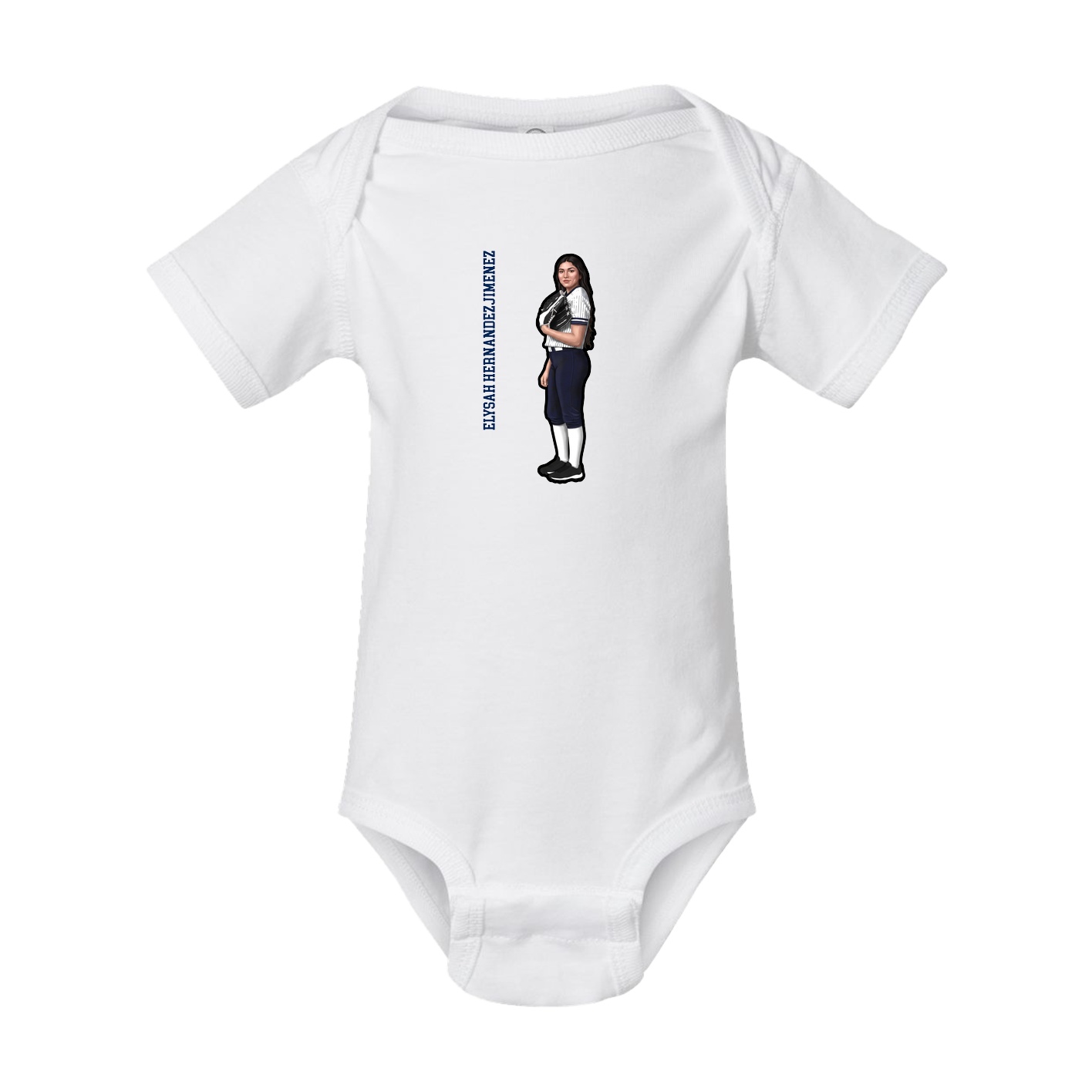 Baby Onesie — Name Vertical in White