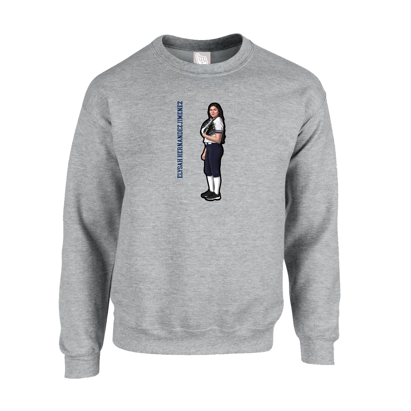 Fleece Crew — Name Vertical in Grey