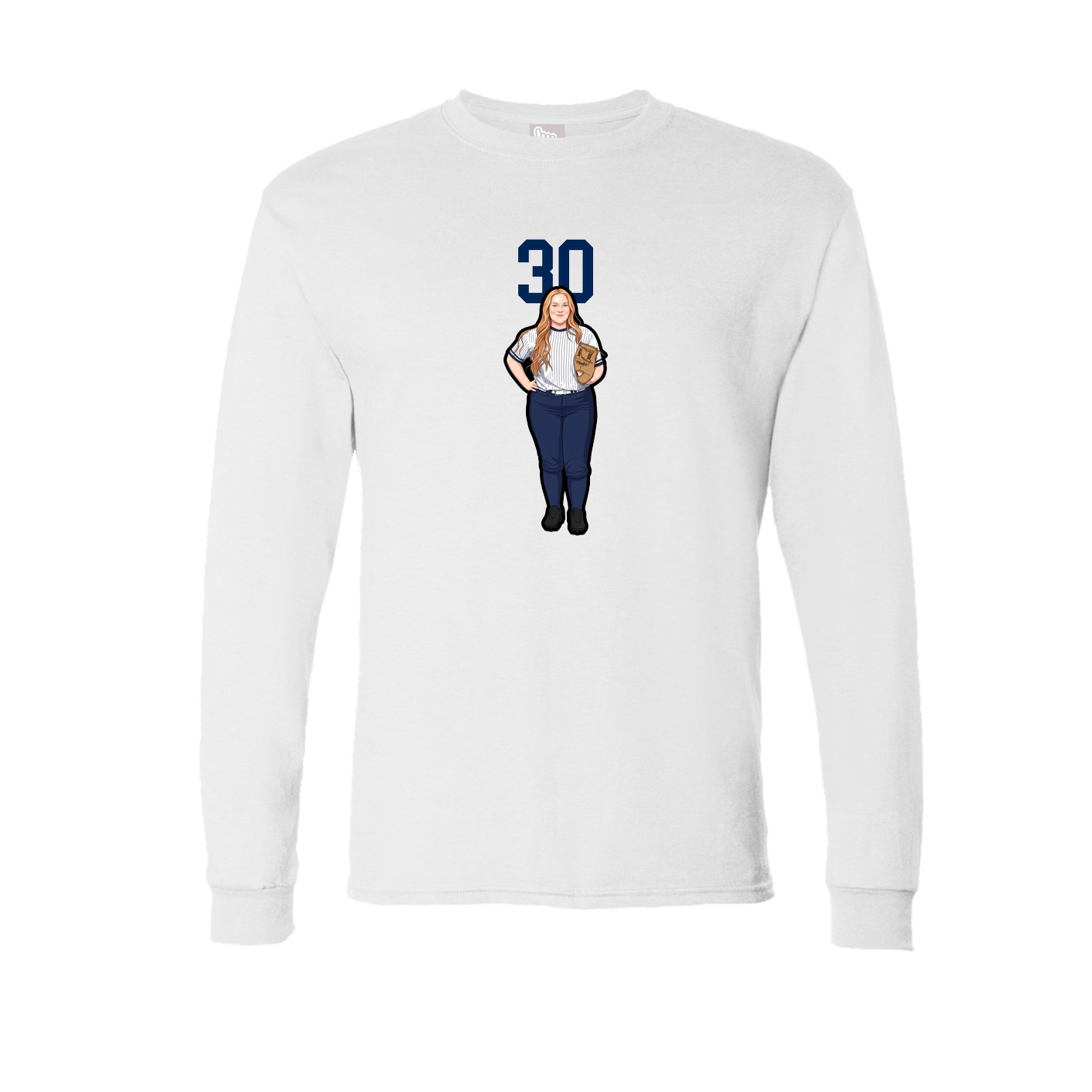 Long Sleeve Tee — Number Top in White