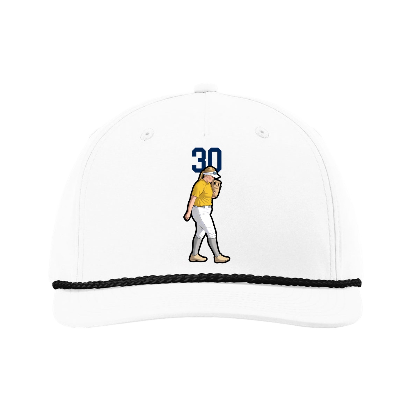 Five-Panel Classic Rope Cap — Number Top in White