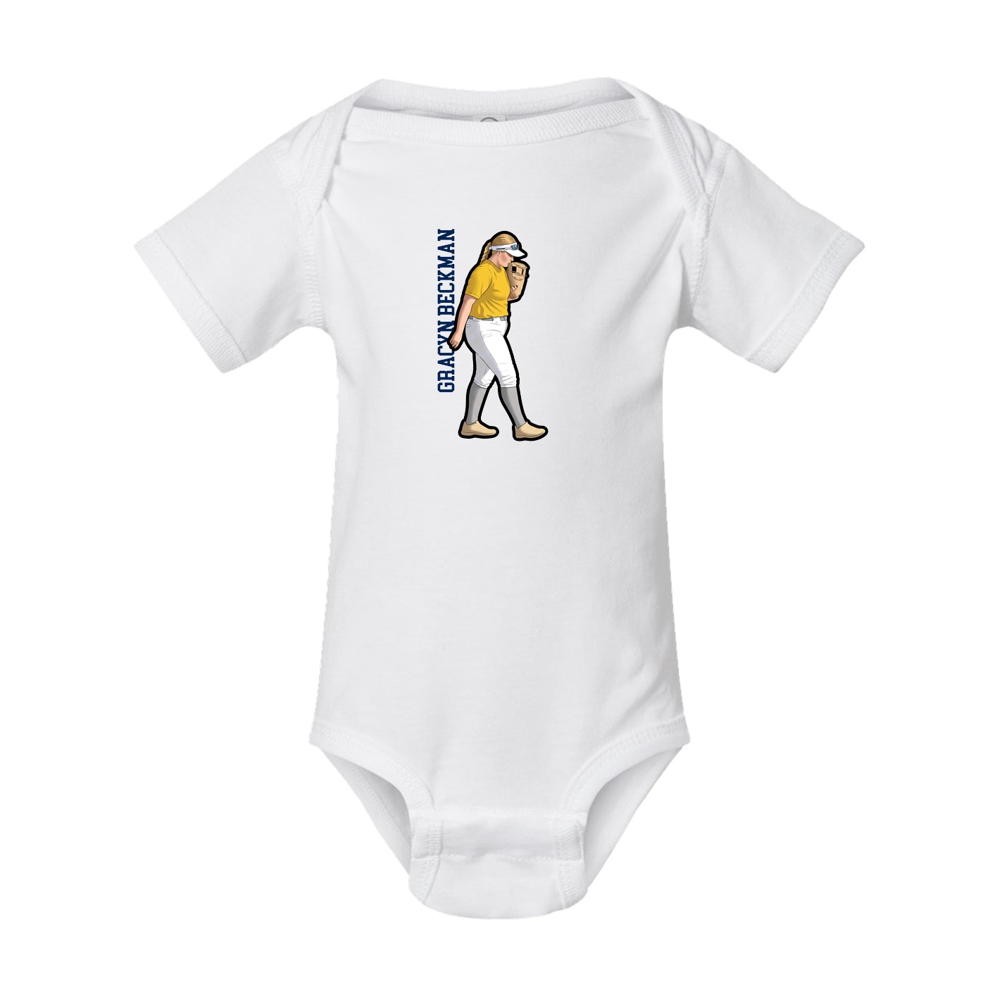 Baby Onesie — Name Vertical in White