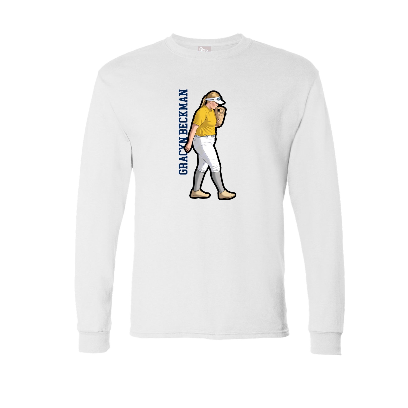 Long Sleeve Tee — Name Vertical in White