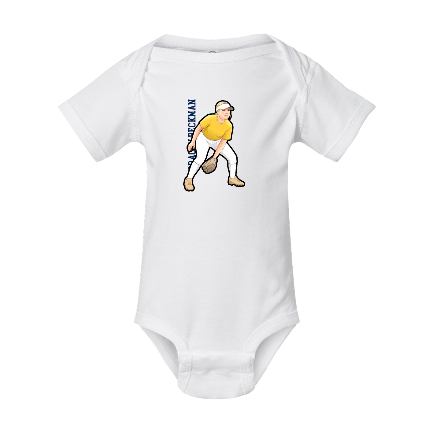 Baby Onesie — Name Vertical in White