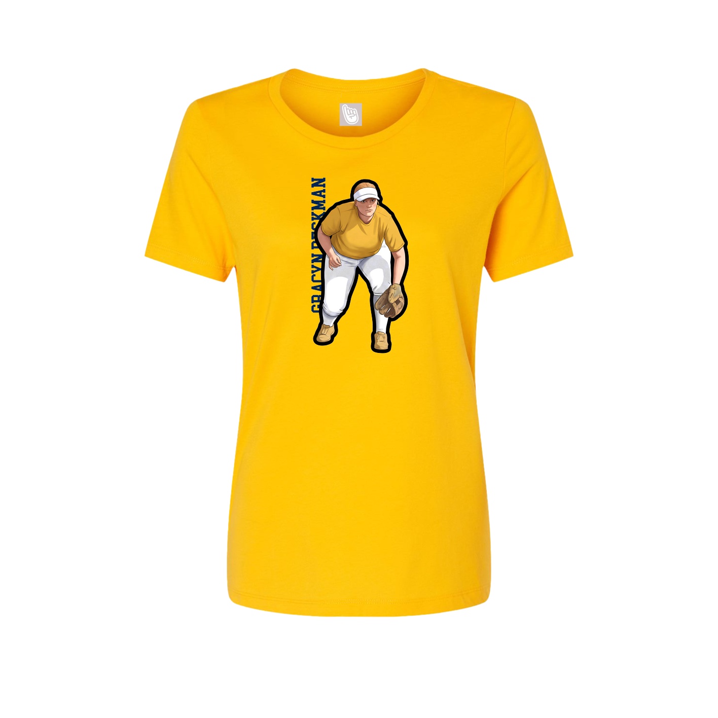 Fitted Women's Tee — Name Vertical in Gold