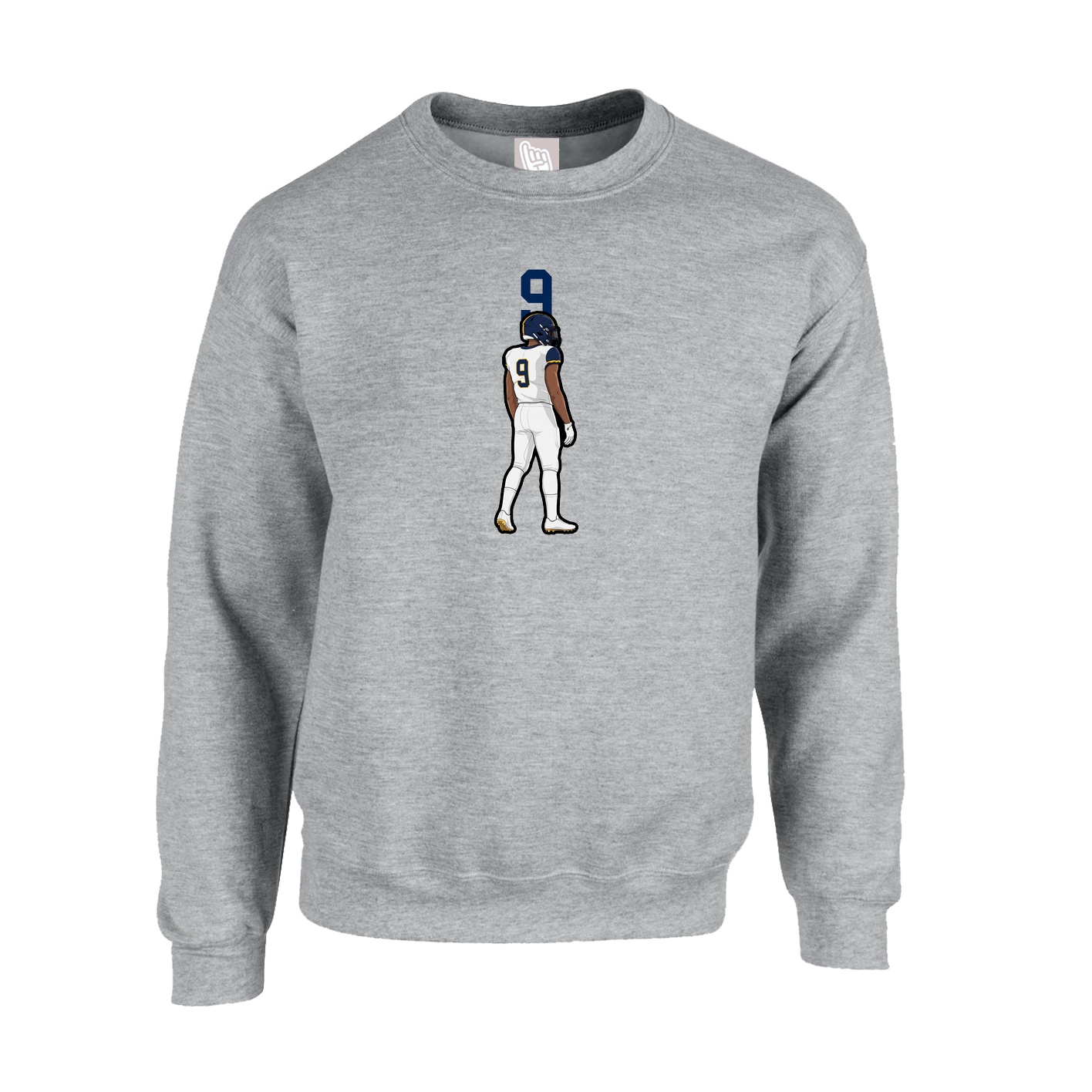 Fleece Crew — Number Top in Grey