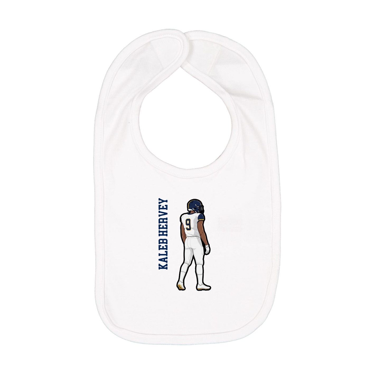 Infant Bib — Name Vertical in White