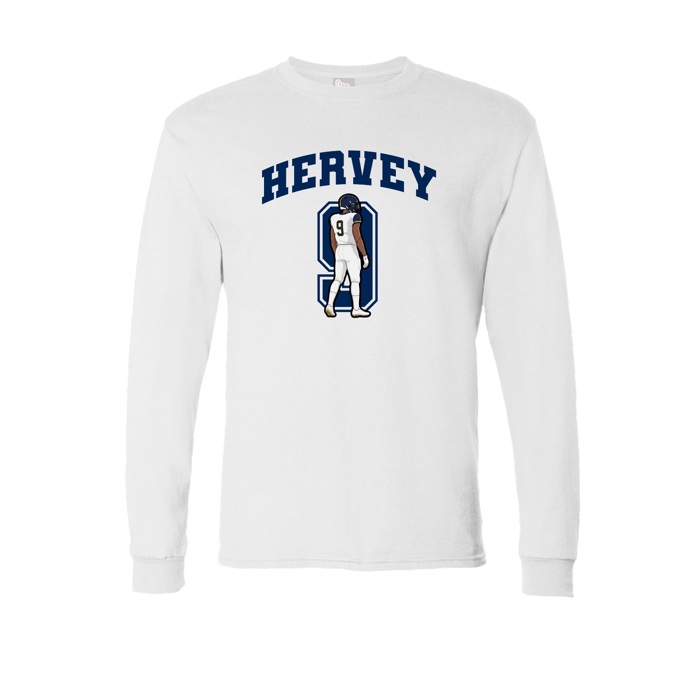Long Sleeve Tee — Number in White