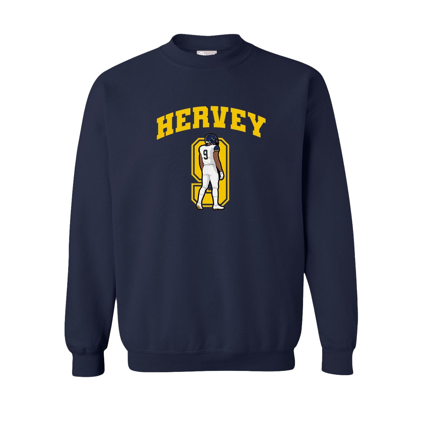 Fleece Crew — Number in Navy
