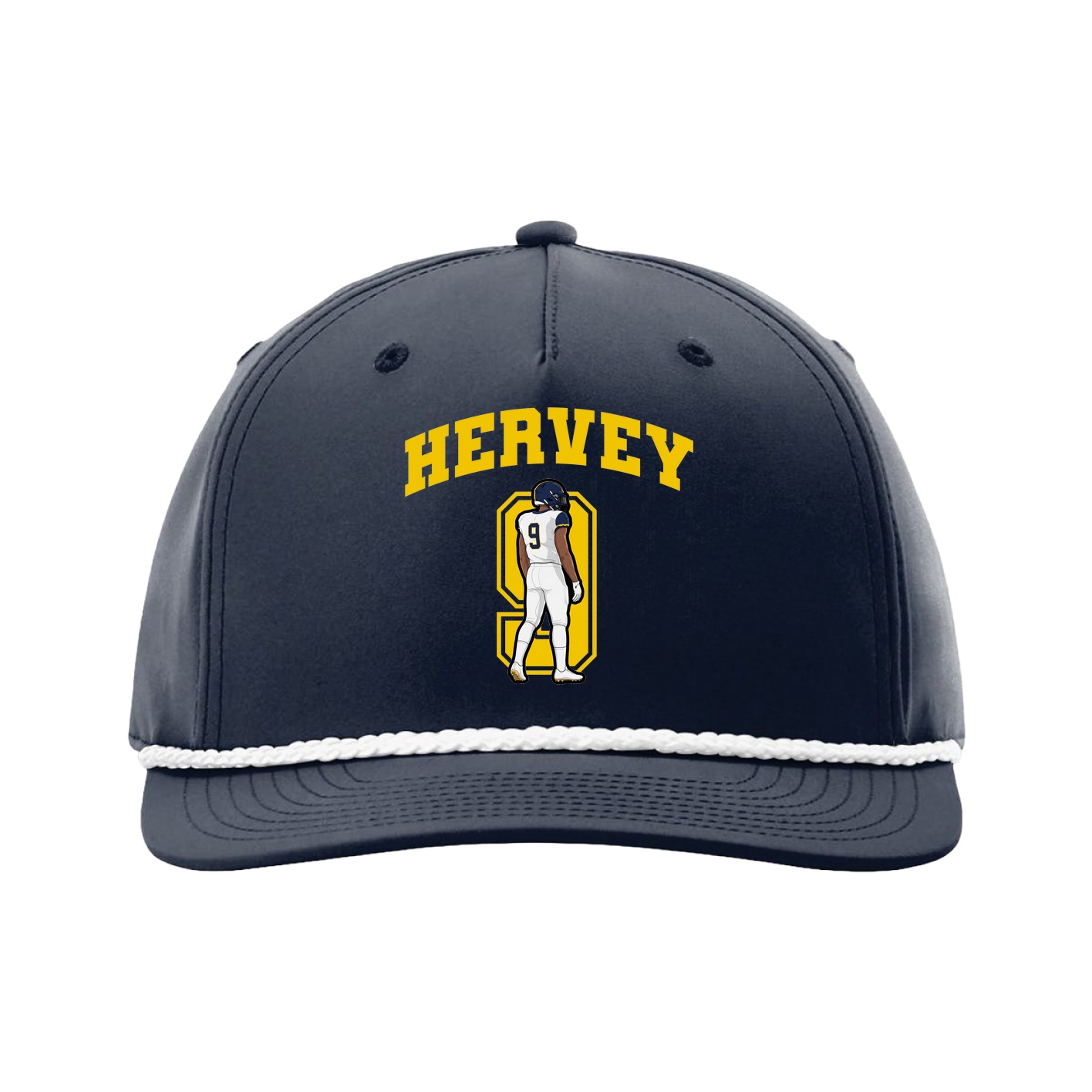 Five-Panel Classic Rope Cap — Number in Navy