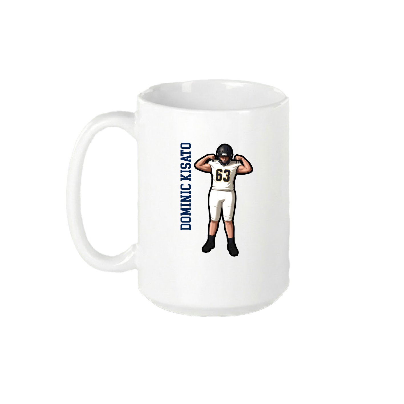 15oz Coffee Mug — Name Vertical in White