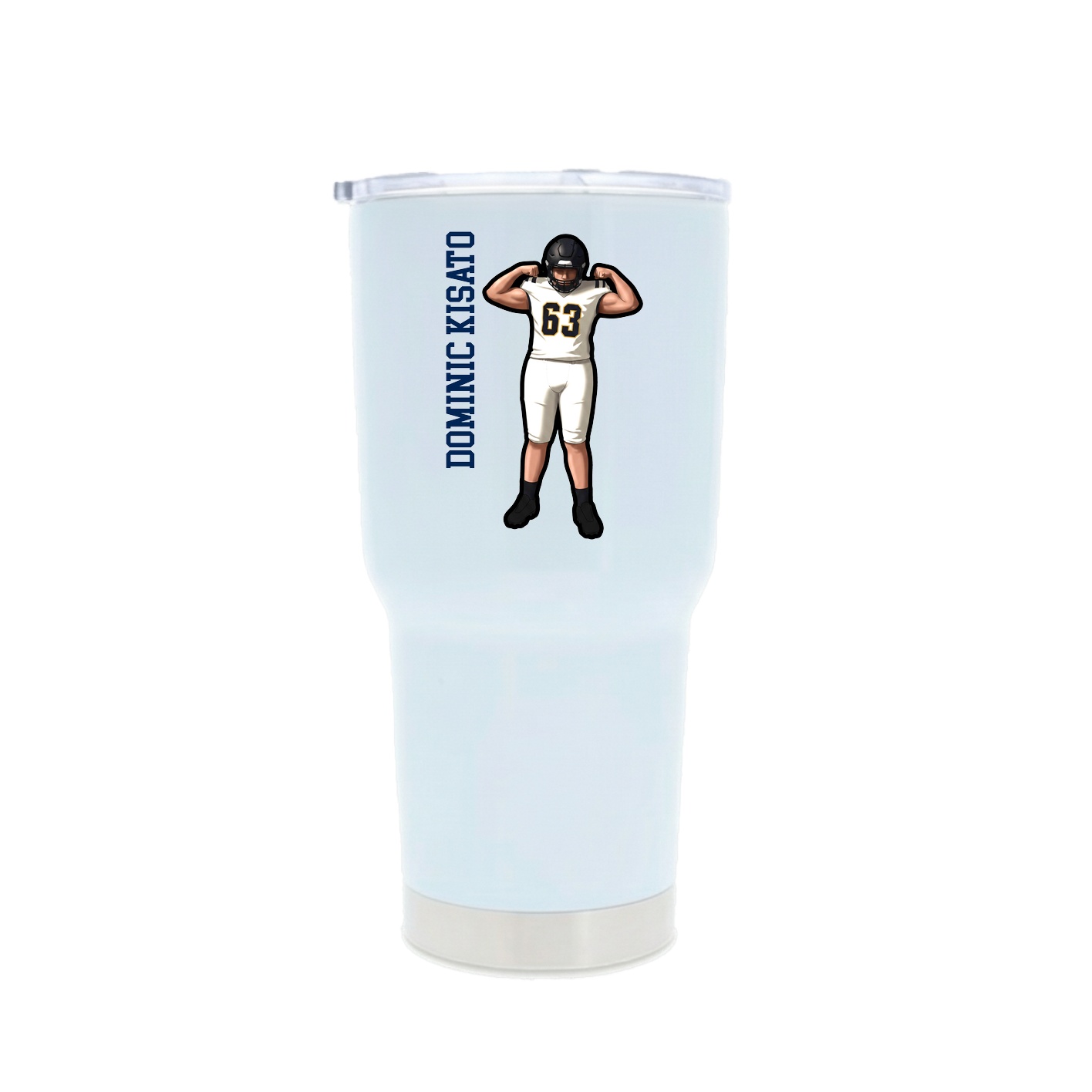 30oz Stainless Steel Tumbler — Name Vertical in White