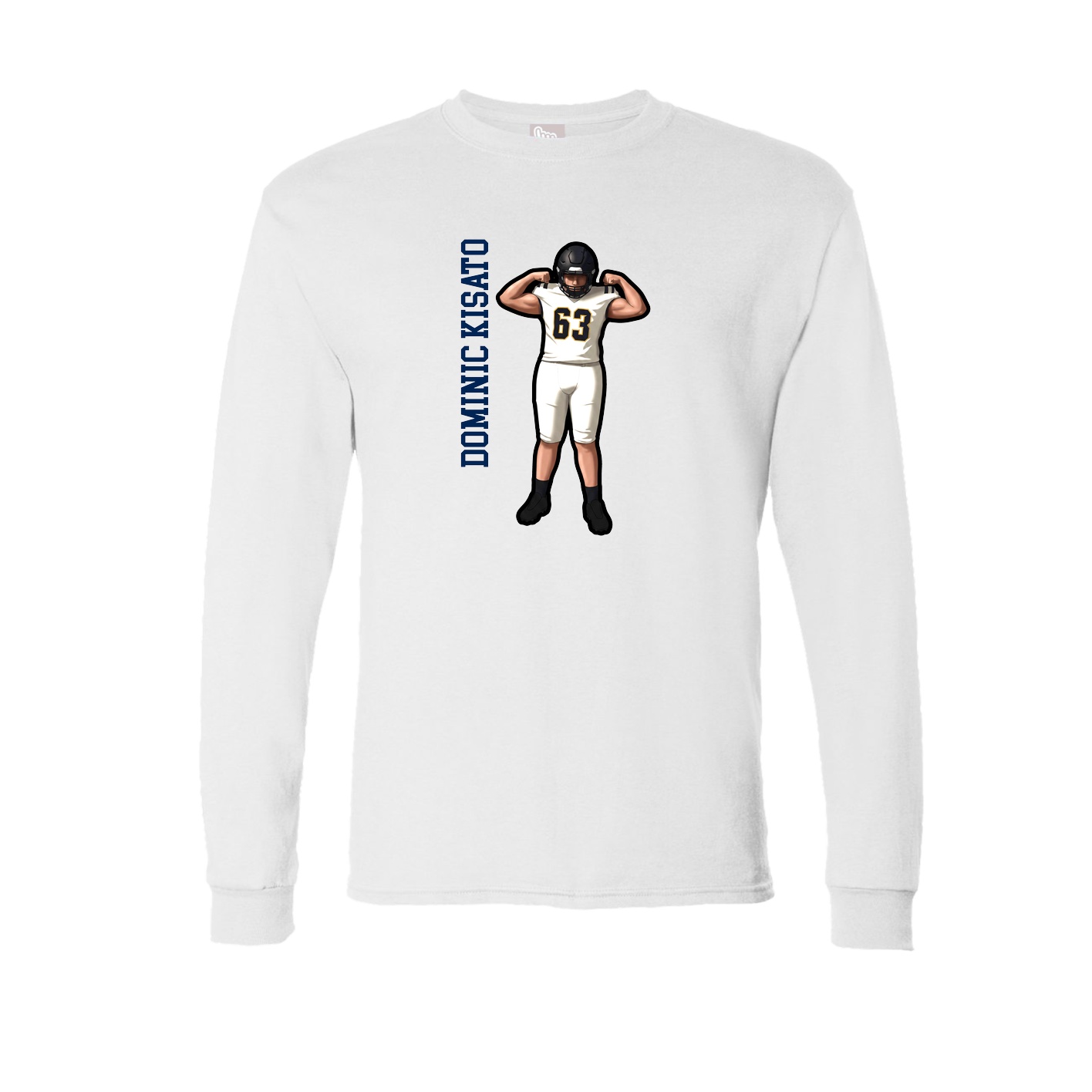 Long Sleeve Tee — Name Vertical in White