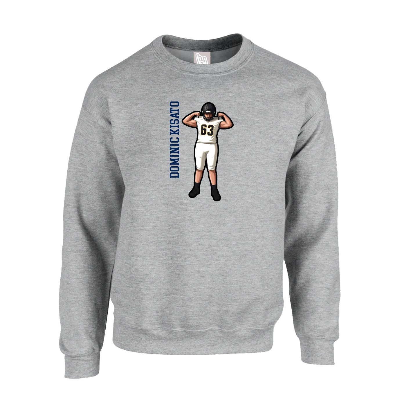 Fleece Crew — Name Vertical in Grey