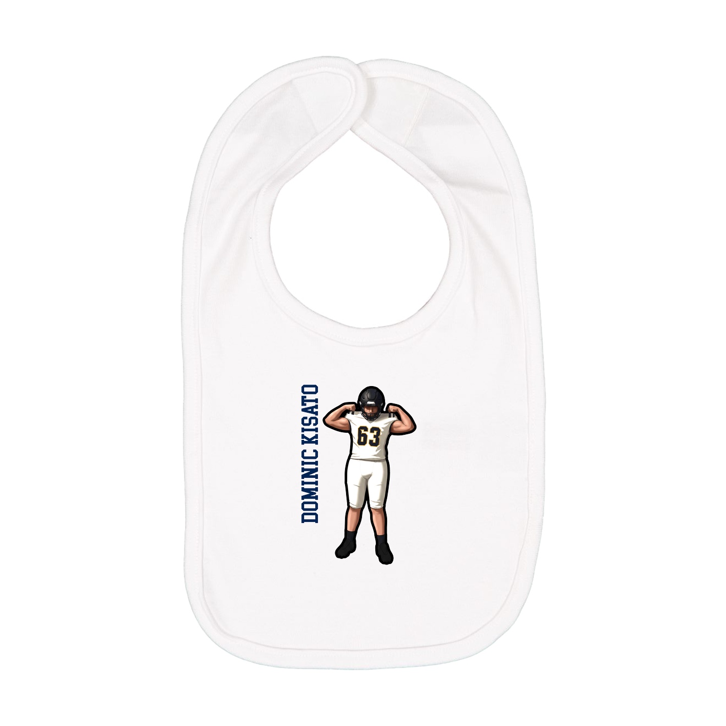 Infant Bib — Name Vertical in White