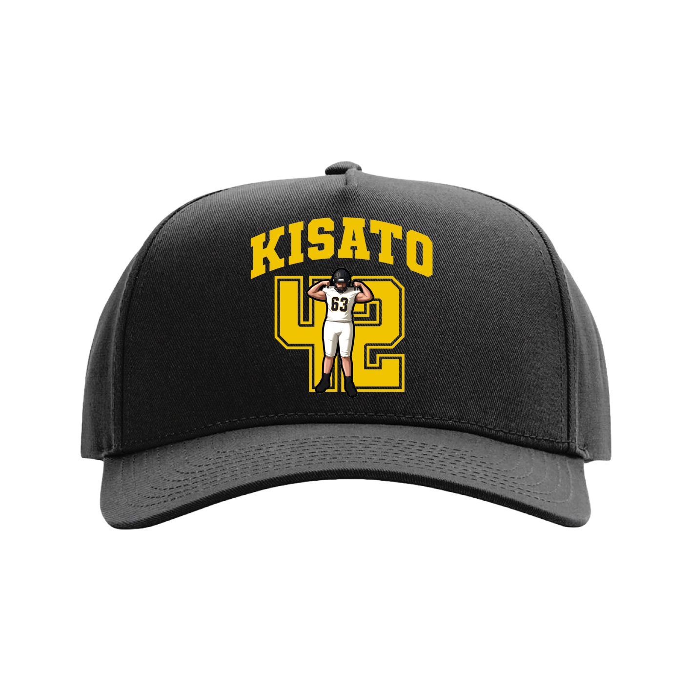 Full Fabric Five-Panel Champ Cap — Number in Black