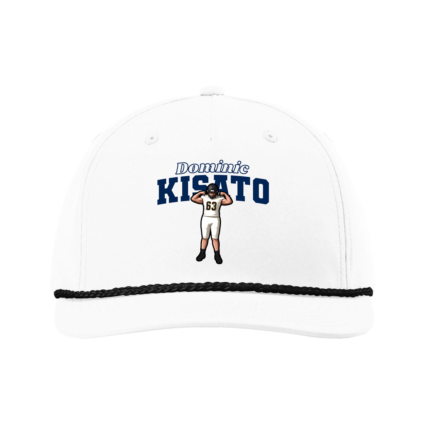 Five-Panel Classic Rope Cap — Name Arch in White