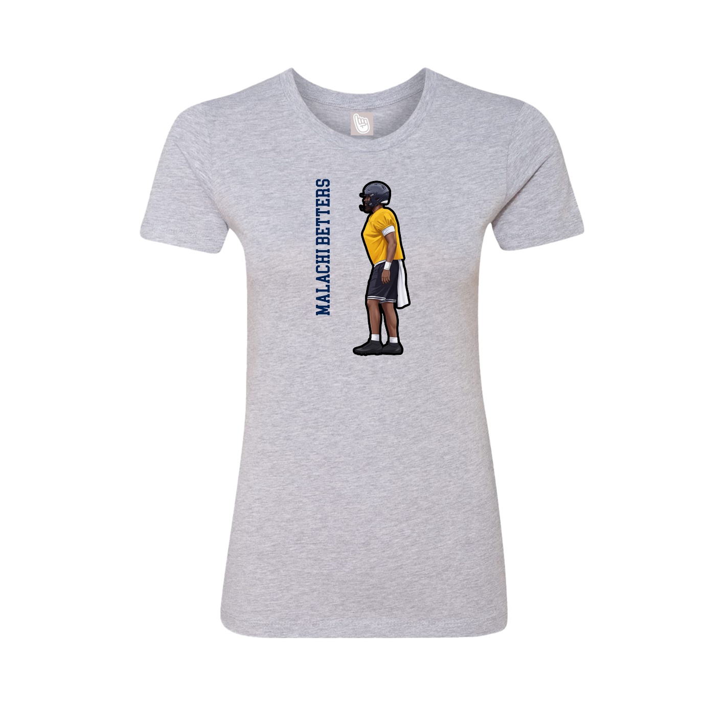 Fitted Women's Tee — Name Vertical in Grey