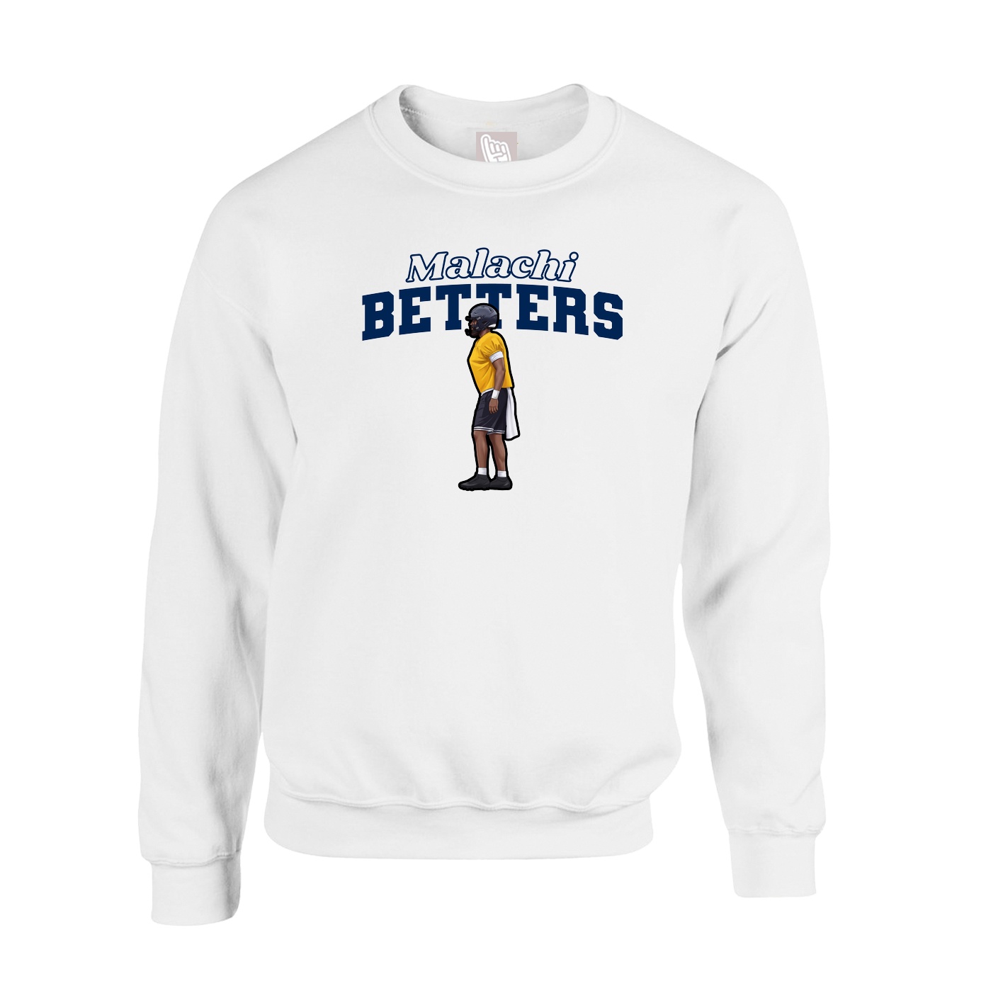 Fleece Crew — Name Arch in White