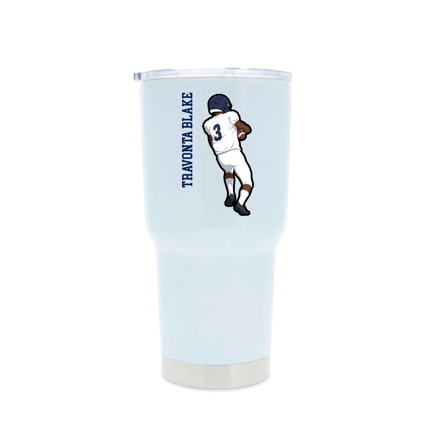 30oz Stainless Steel Tumbler — Name Vertical in White