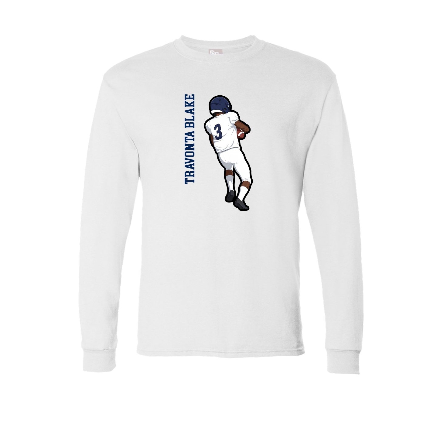Long Sleeve Tee — Name Vertical in White