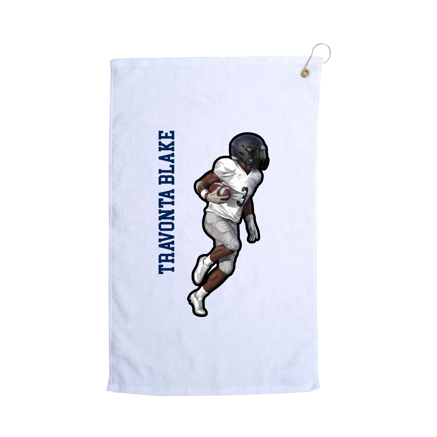 Golf Towel — Name Vertical in White