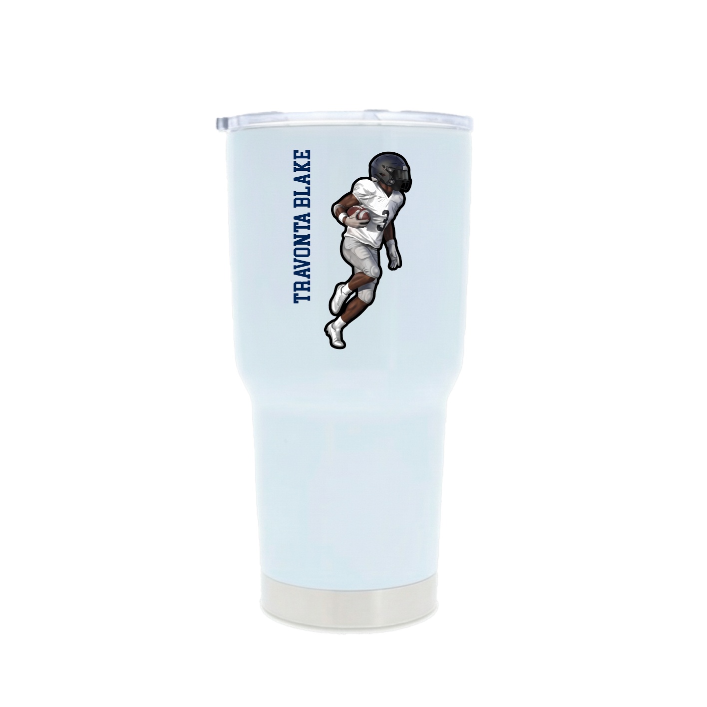 30oz Stainless Steel Tumbler — Name Vertical in White