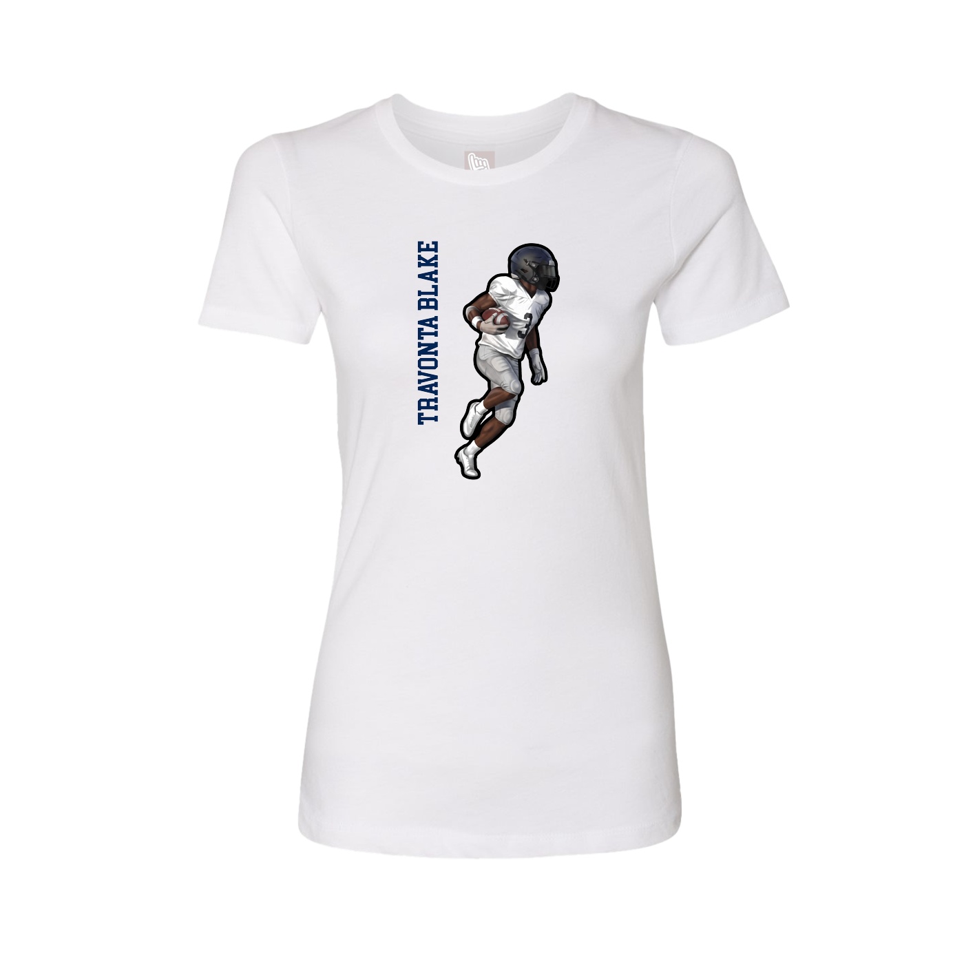 Fitted Women's Tee — Name Vertical in White