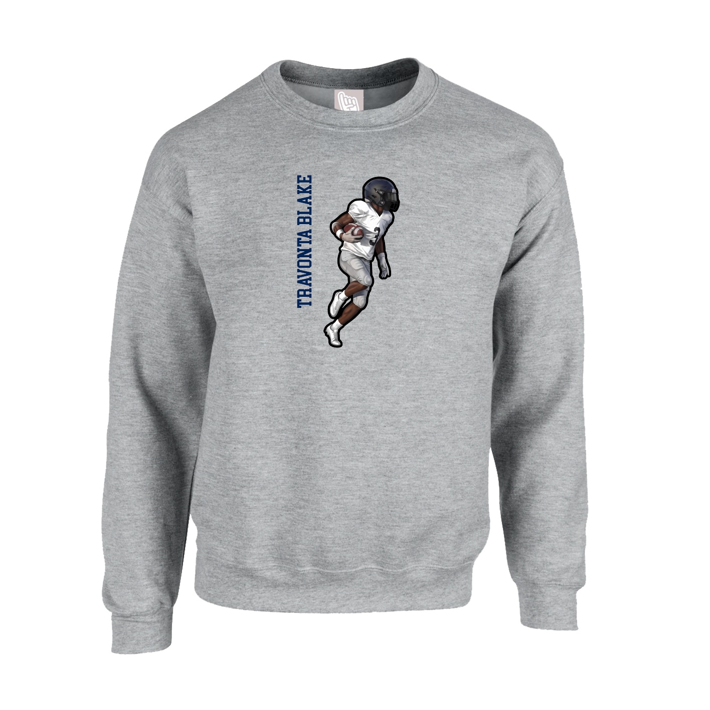 Fleece Crew — Name Vertical in Grey