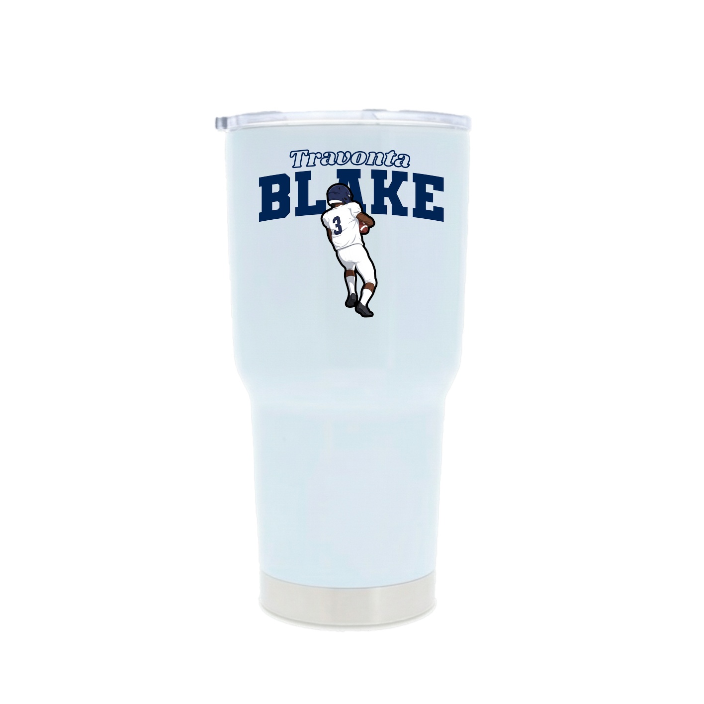 30oz Stainless Steel Tumbler — Name Arch in White