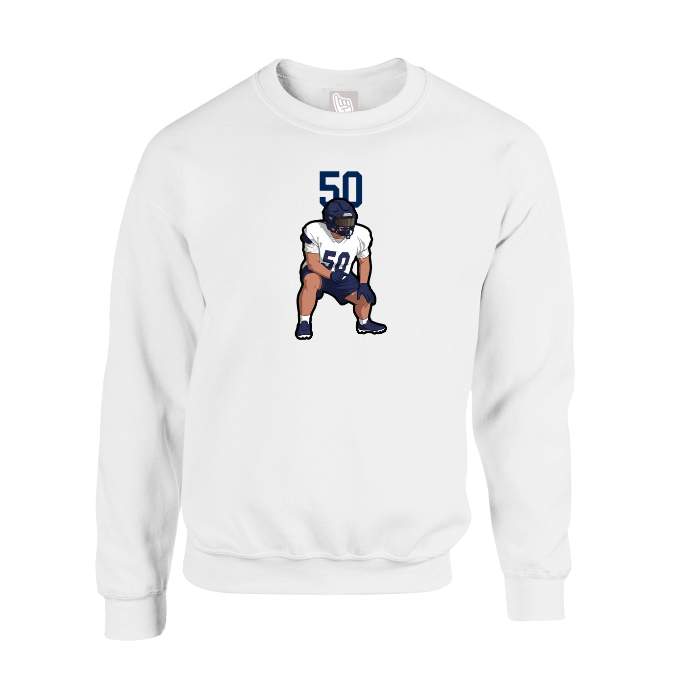 Fleece Crew — Number Top in White