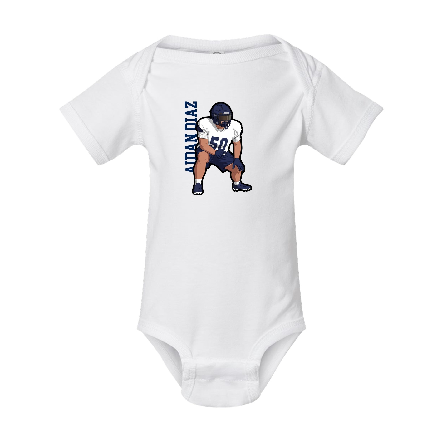 Baby Onesie — Name Vertical in White