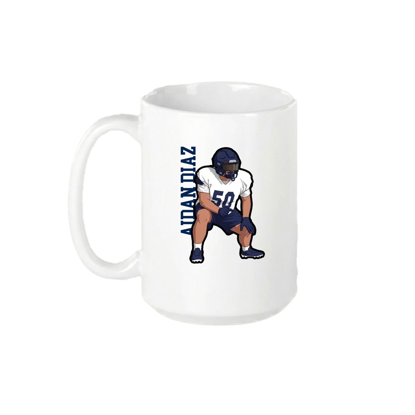 15oz Coffee Mug — Name Vertical in White