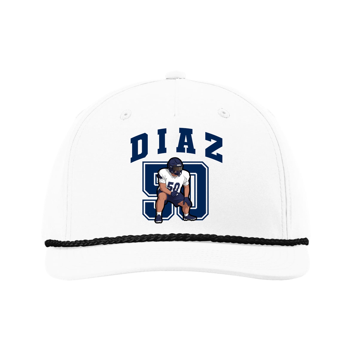 Five-Panel Classic Rope Cap — Number in White
