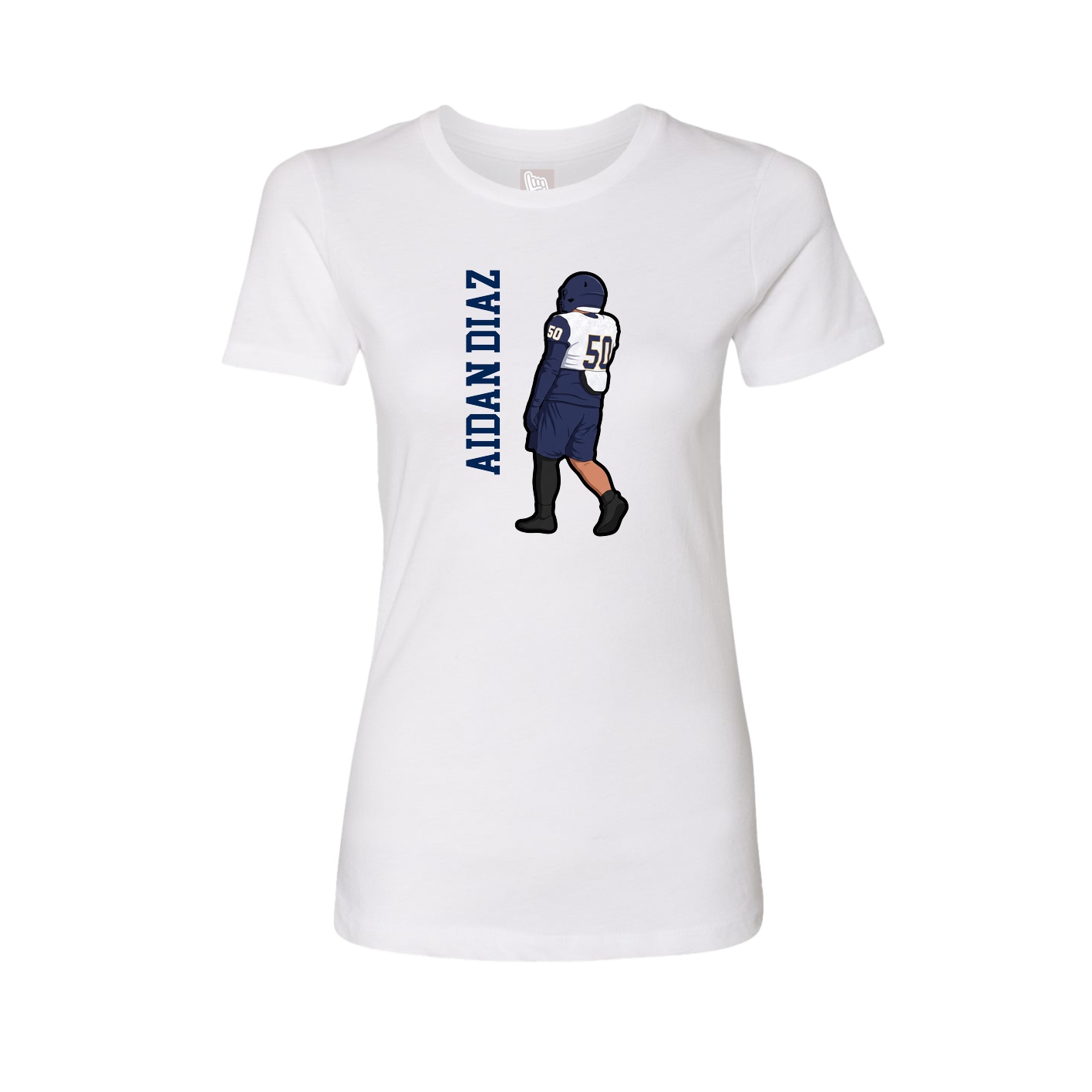 Fitted Women's Tee — Name Vertical in White