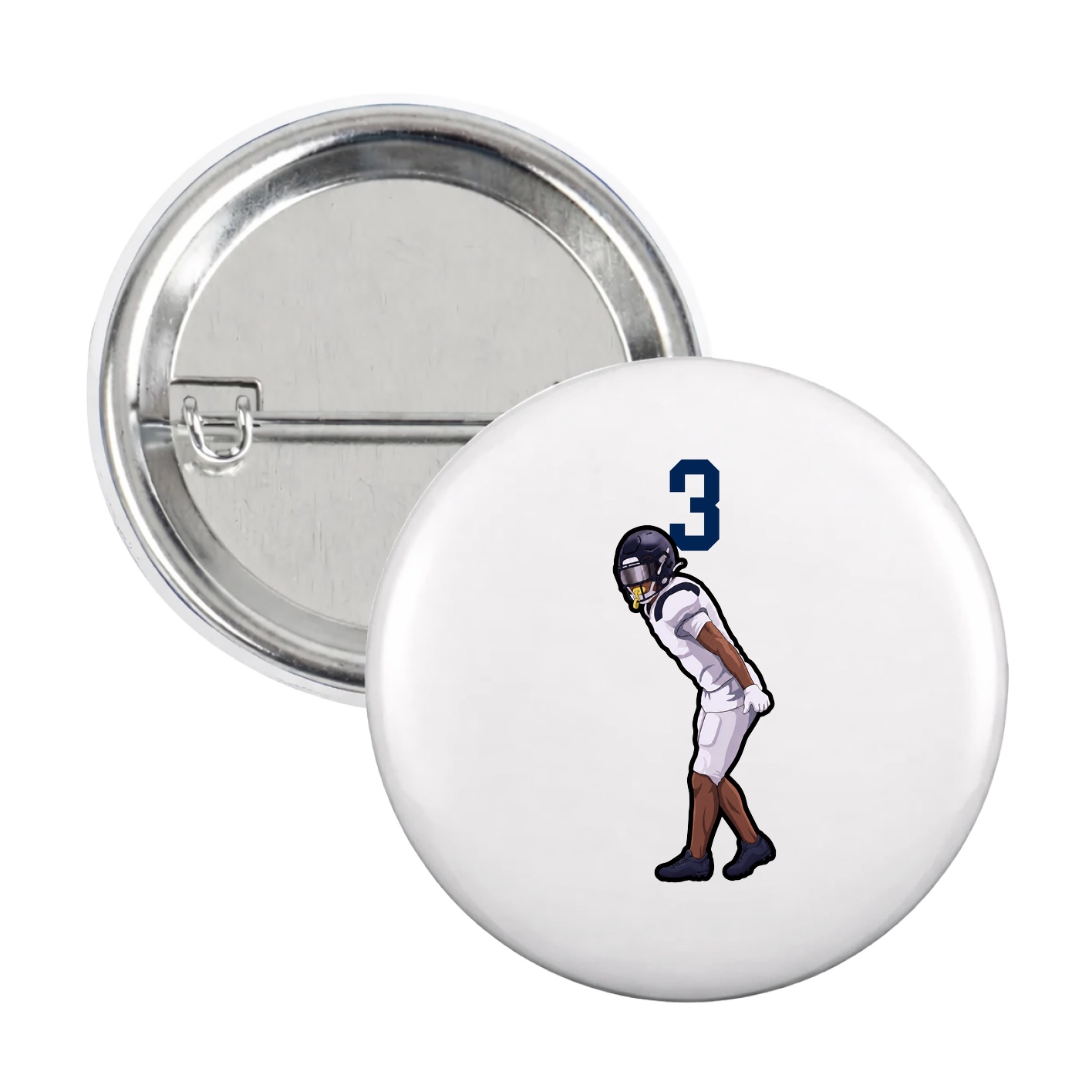 Game Day Button — Number Top in White