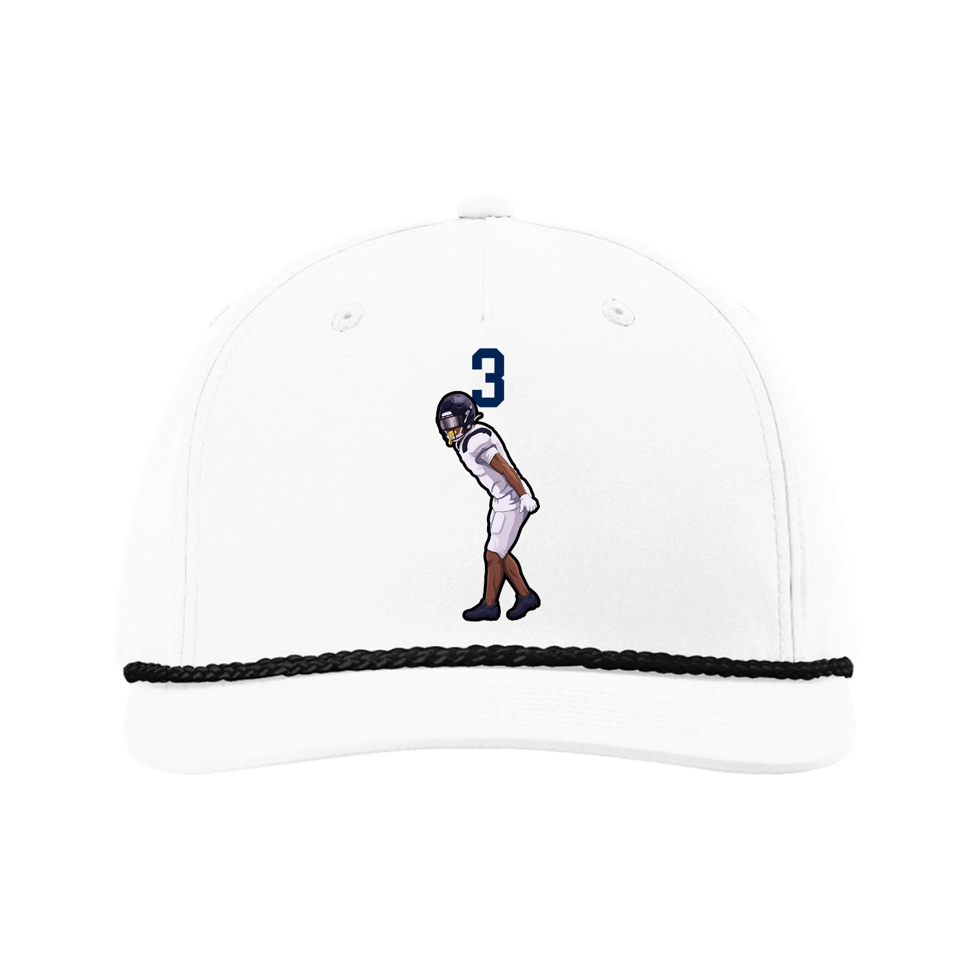 Five-Panel Classic Rope Cap — Number Top in White