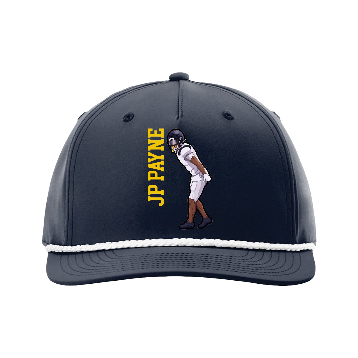 Five-Panel Classic Rope Cap — Name Vertical in Navy