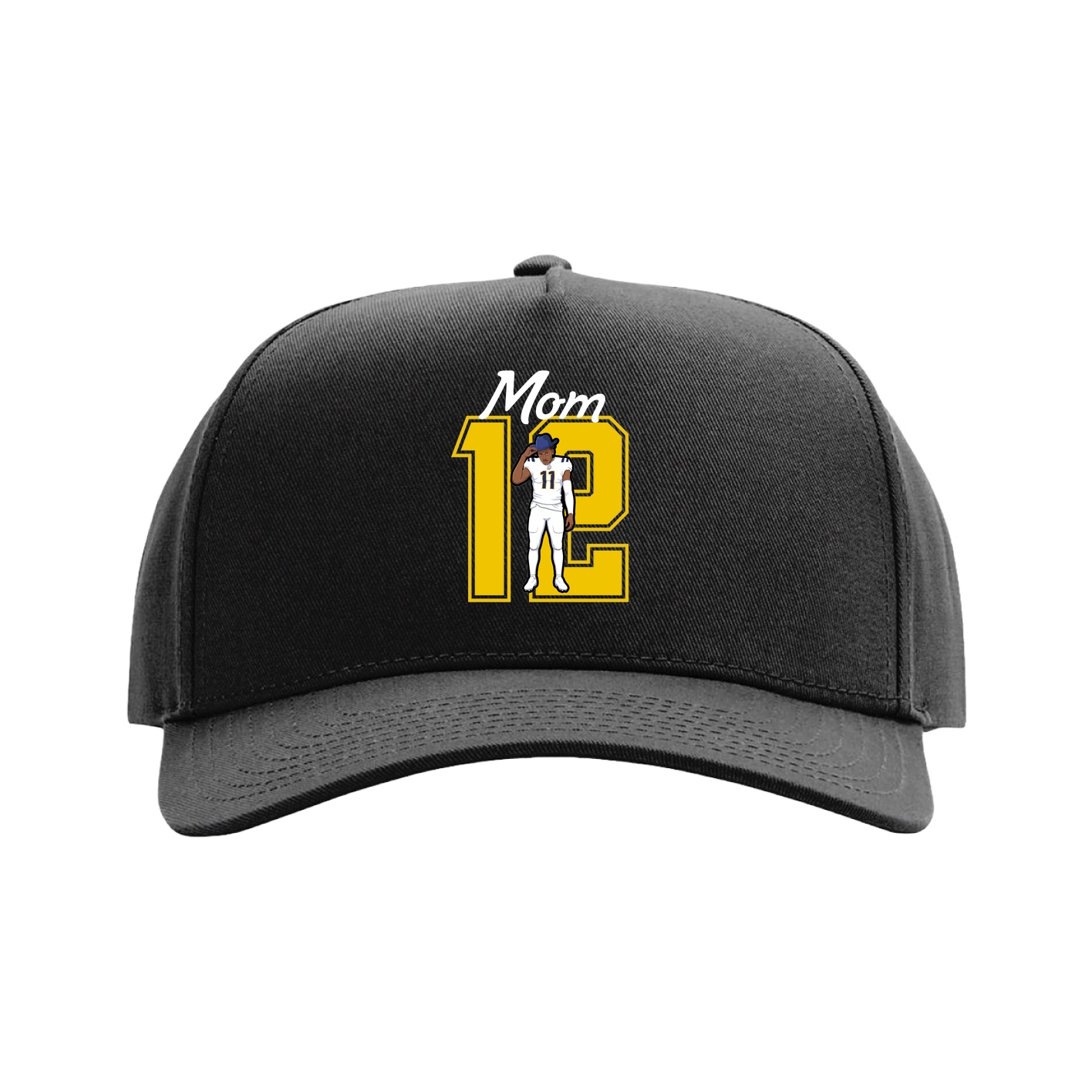 Full Fabric Five-Panel Champ Cap — Mothers Day Shirsey in Black
