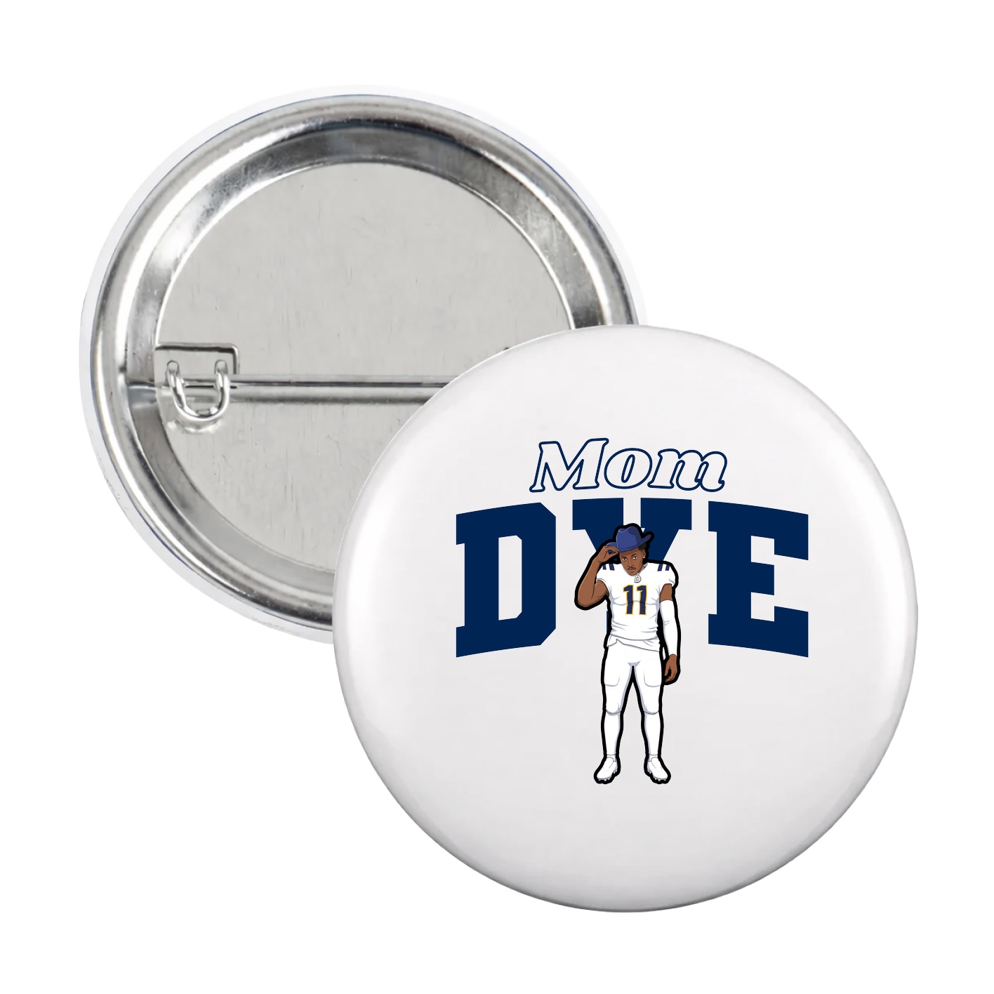 Game Day Button — Mothers Day Block in White