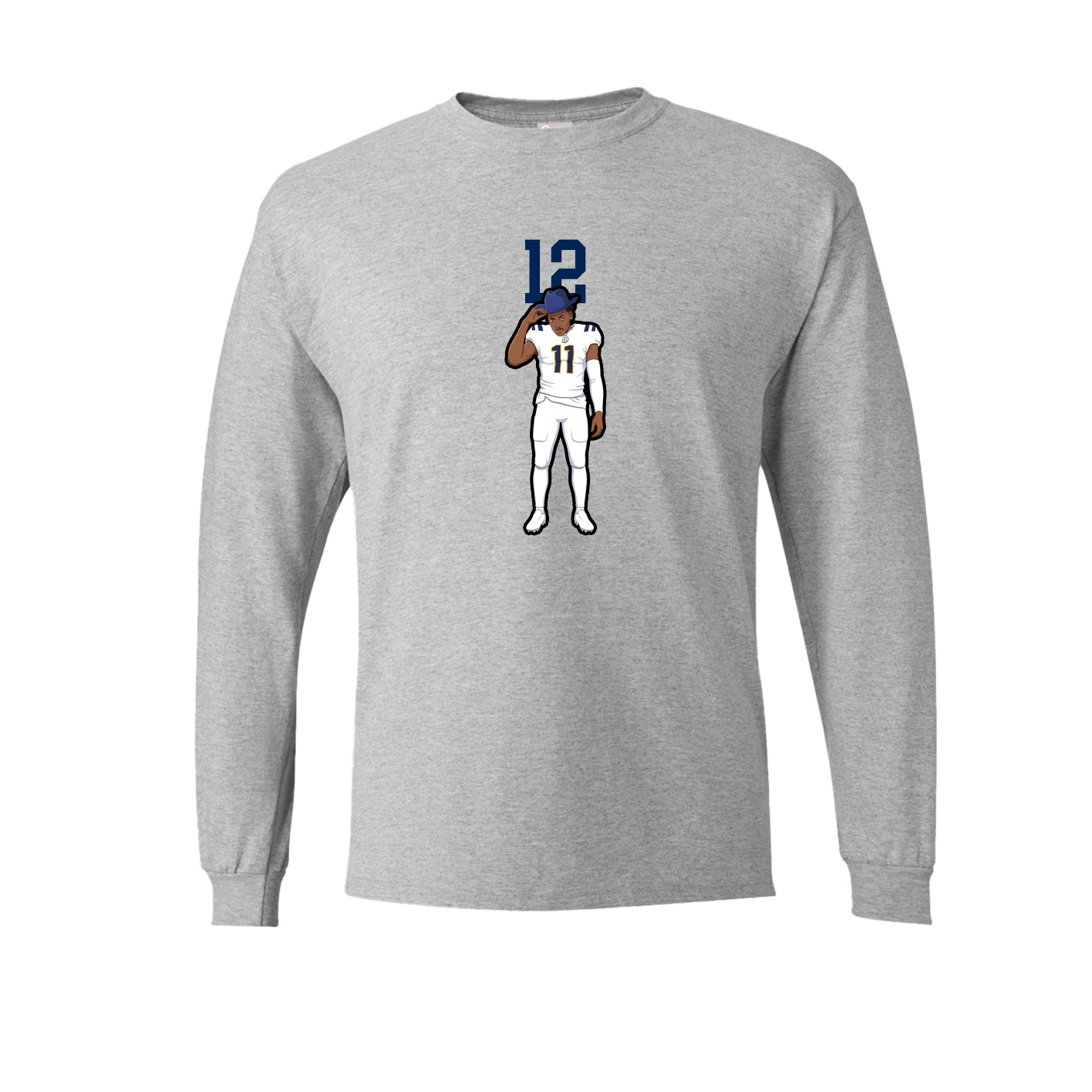 Long Sleeve Tee — Number Top in Grey