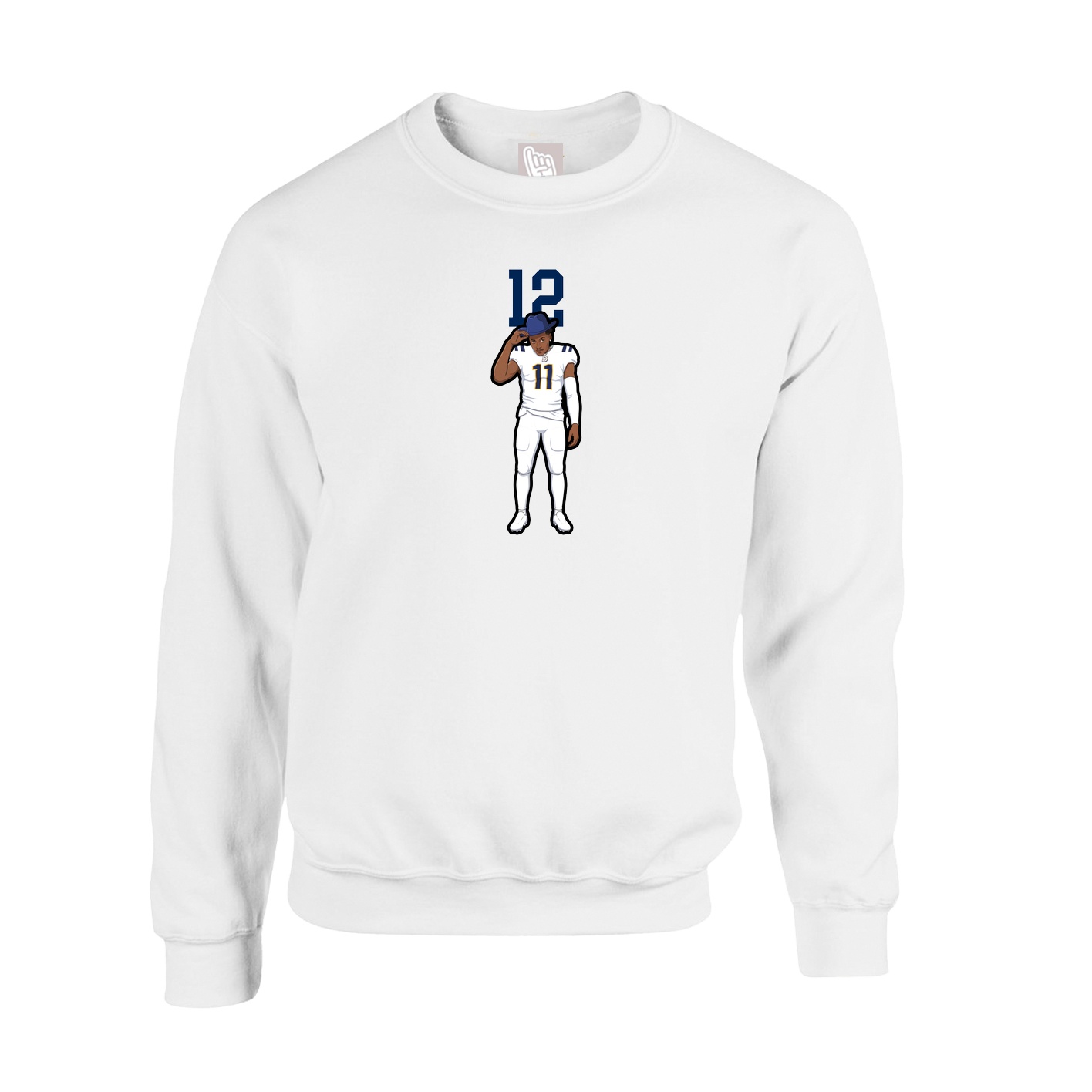 Fleece Crew — Number Top in White
