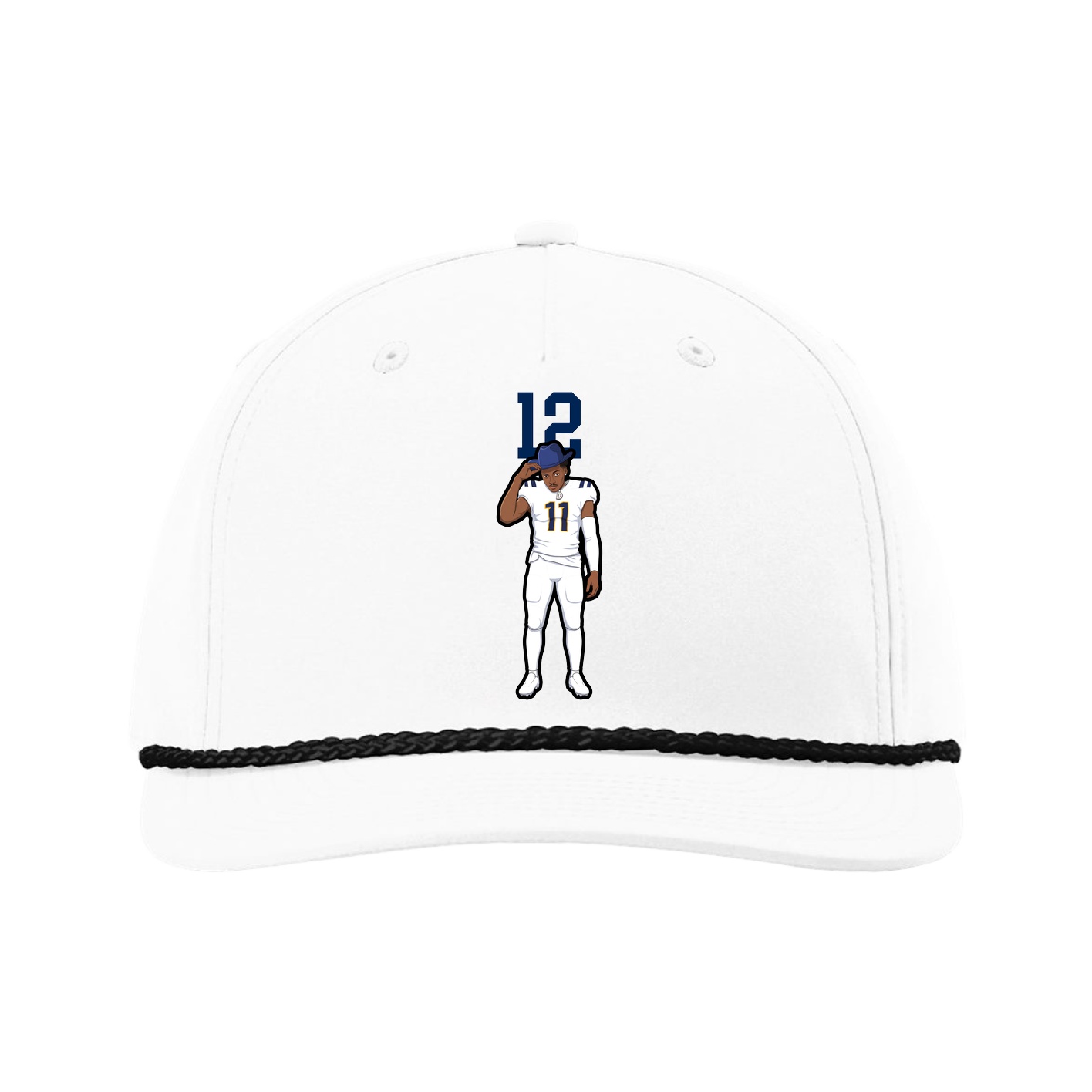 Five-Panel Classic Rope Cap — Number Top in White