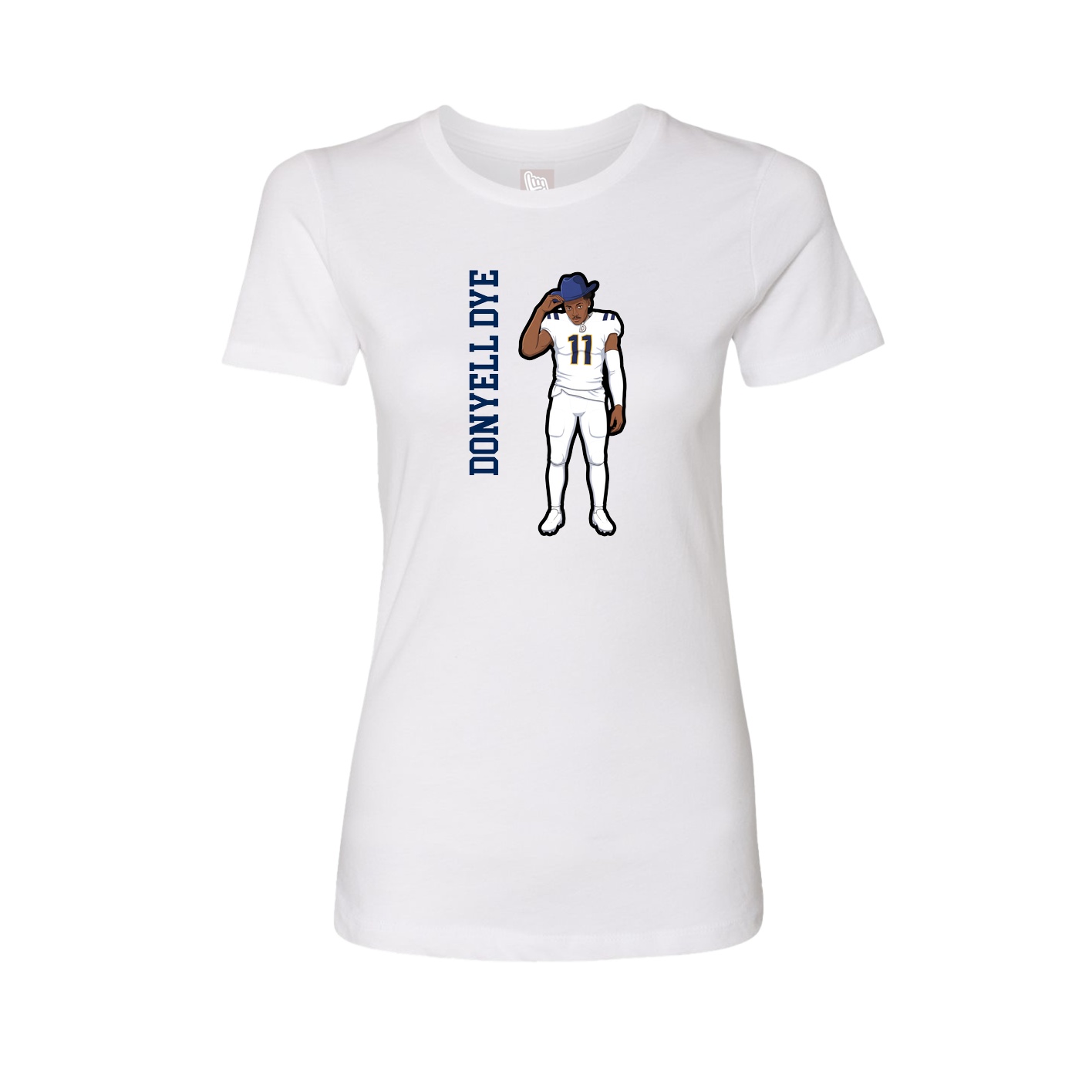 Fitted Women's Tee — Name Vertical in White