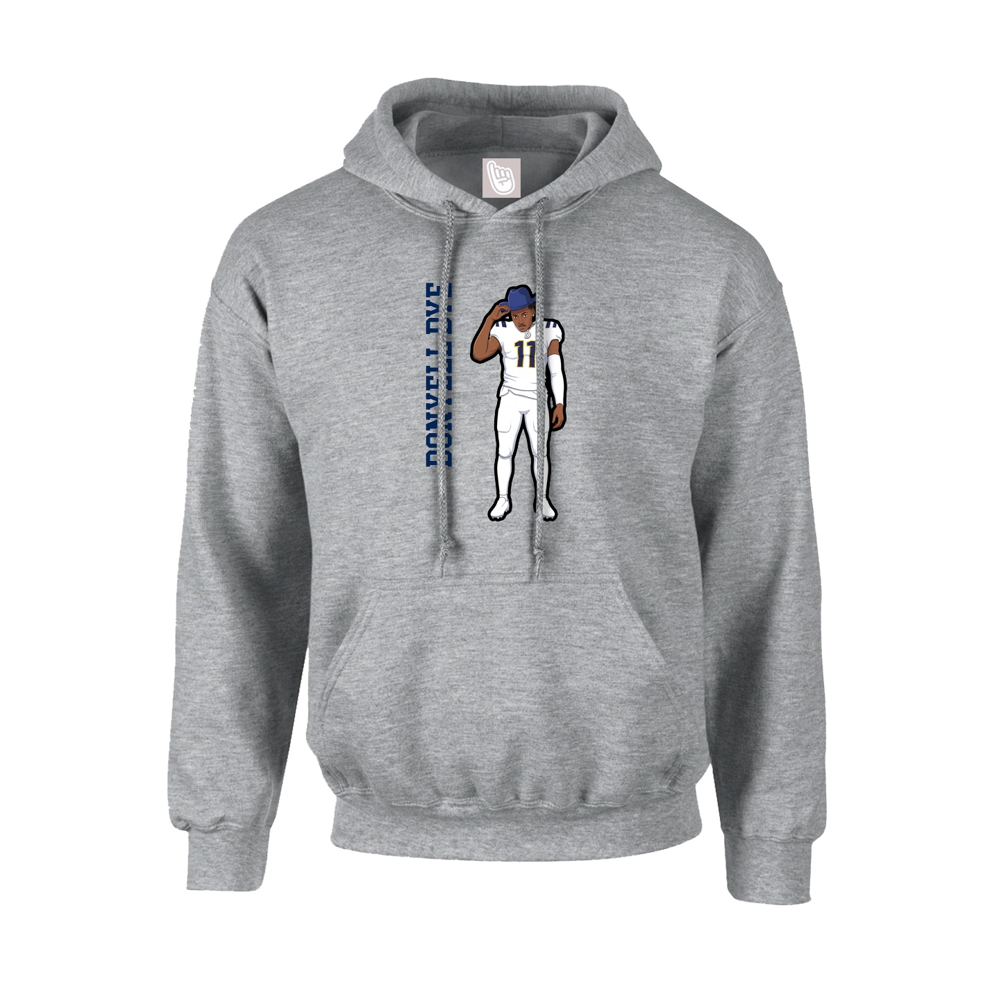 Hoodie — Name Vertical in Grey