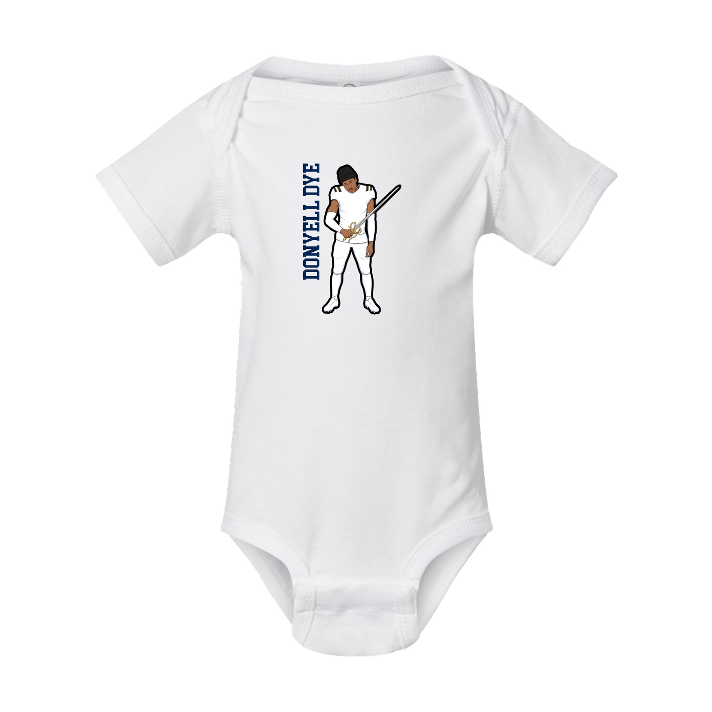 Baby Onesie — Name Vertical in White