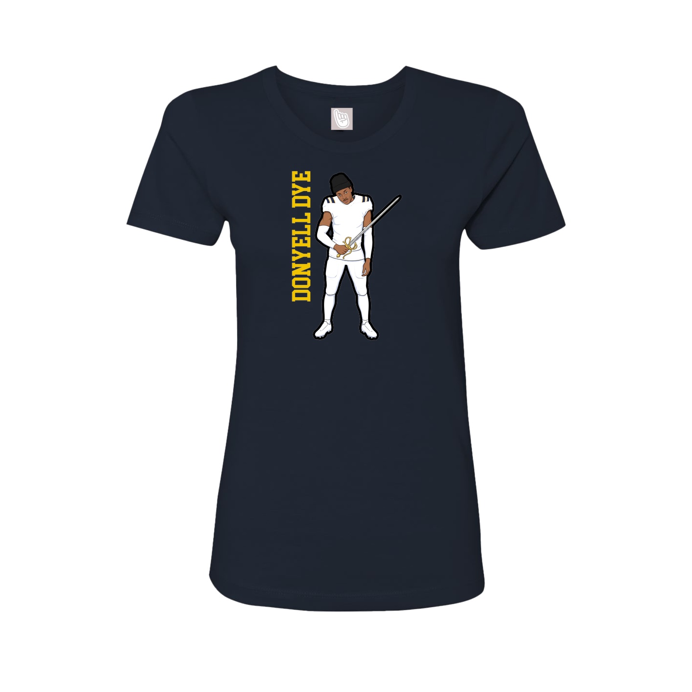 Fitted Women's Tee — Name Vertical in Navy